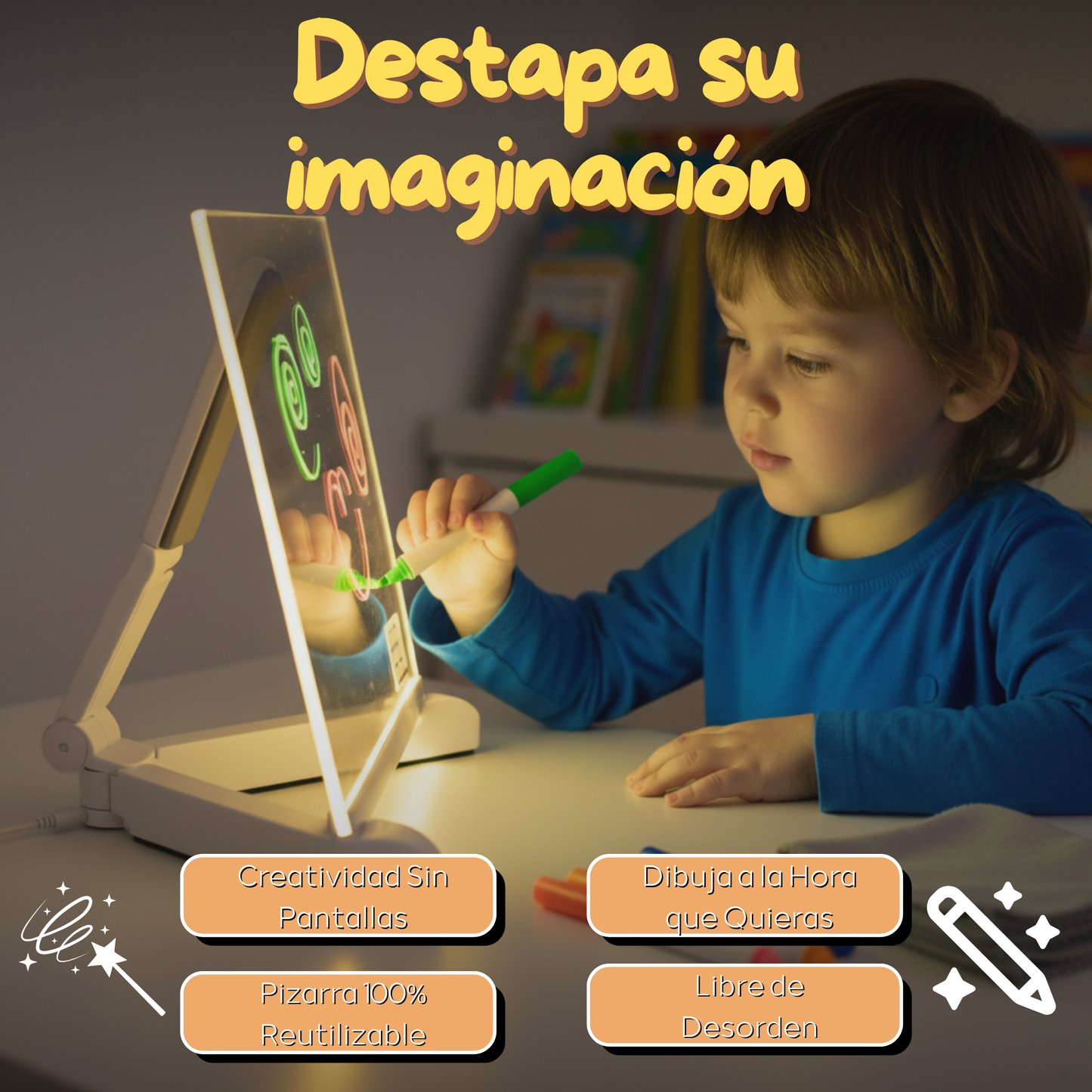 Pizarra de Dibujos Luminiscente Para Niños