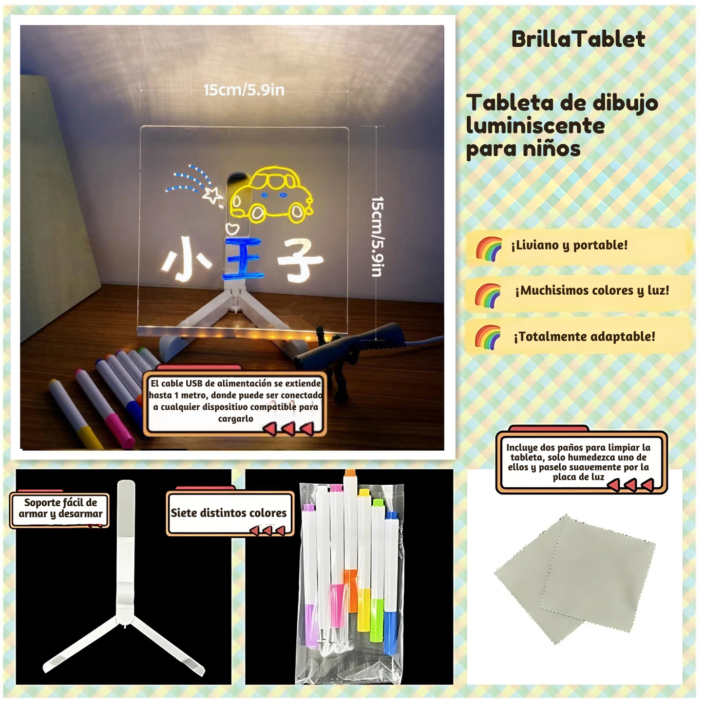 Tableta de Dibujos Luminiscente Para Niños