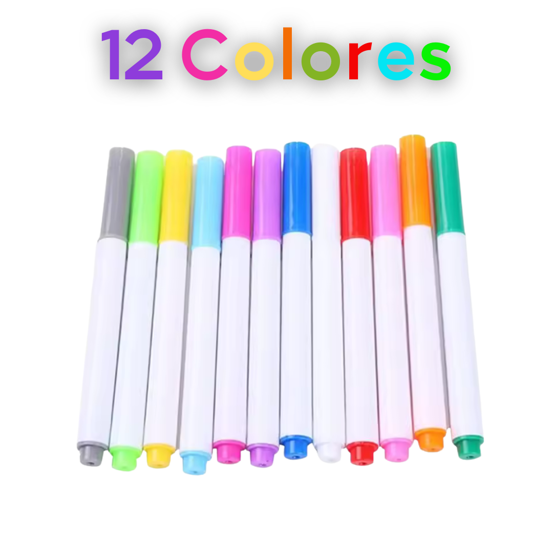 12 Lápices de Colores para Pizarra Brillante para Niños